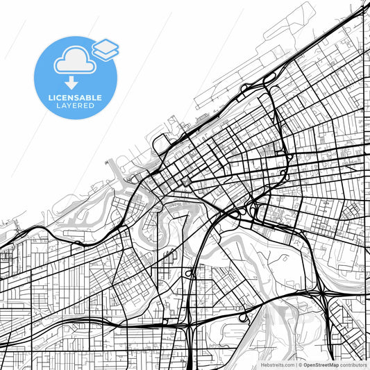 Layered PDF map of Cleveland, Ohio, United States