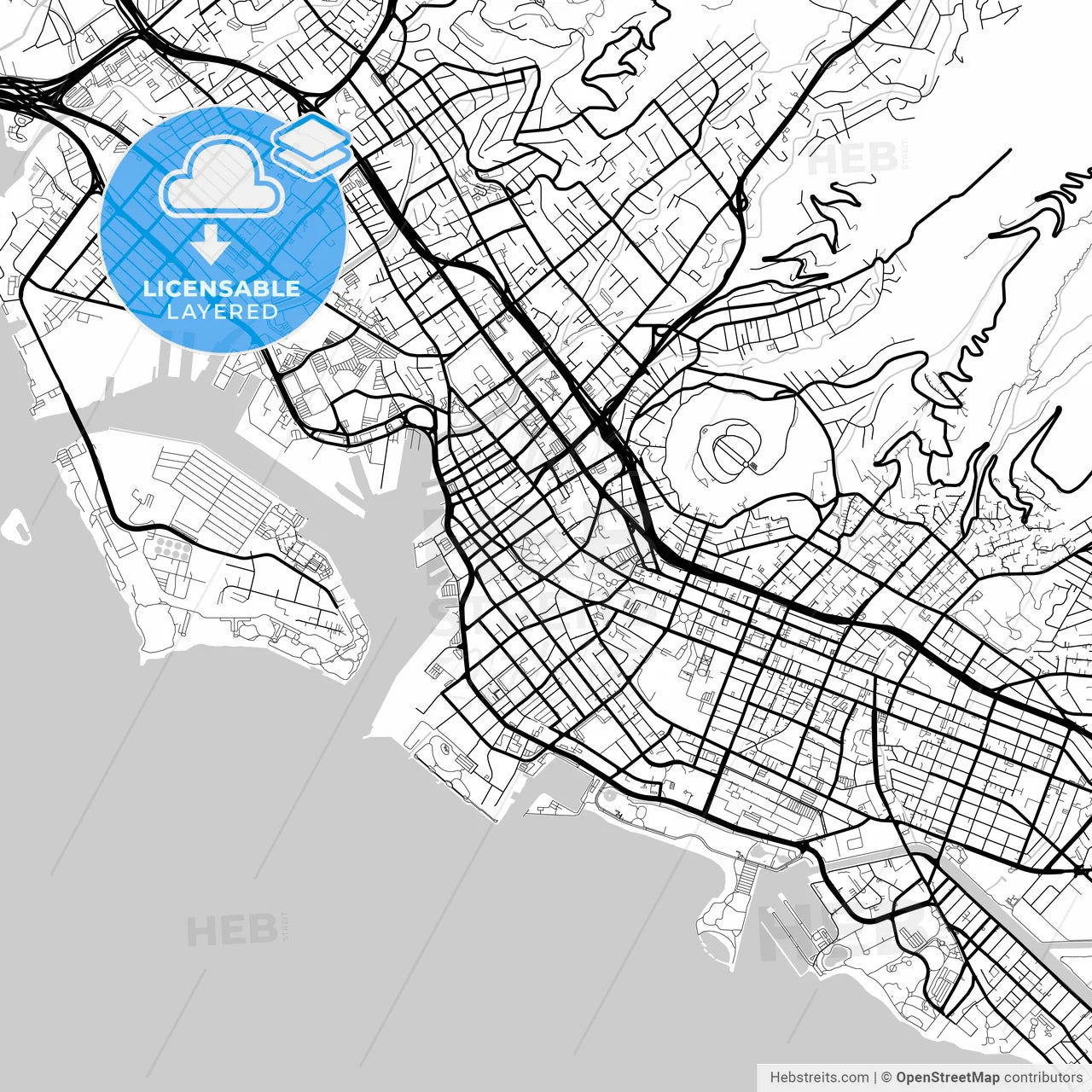 Layered PDF map of Honolulu, Hawaii, United States