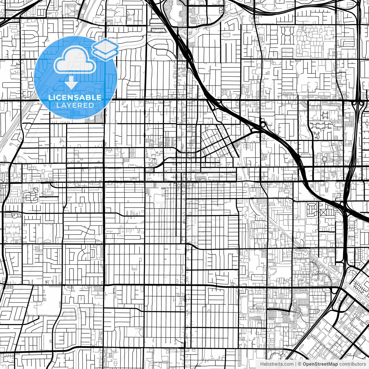 Layered PDF map of Santa Ana, California, United States