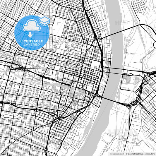 Layered PDF map of St. Louis, Missouri, United States