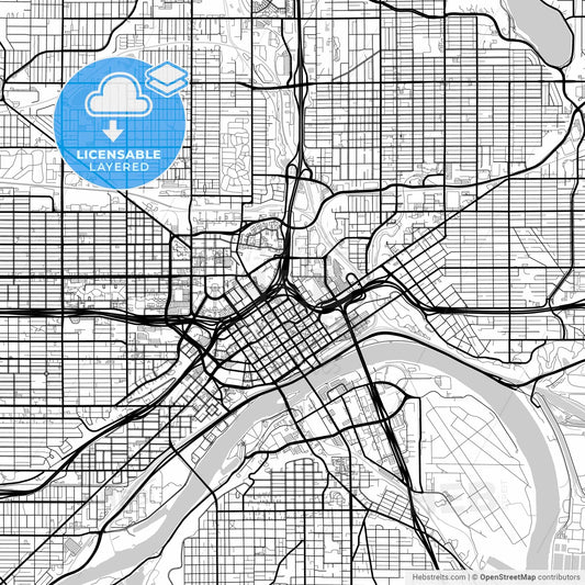 Layered PDF map of Saint Paul, Minnesota, United States
