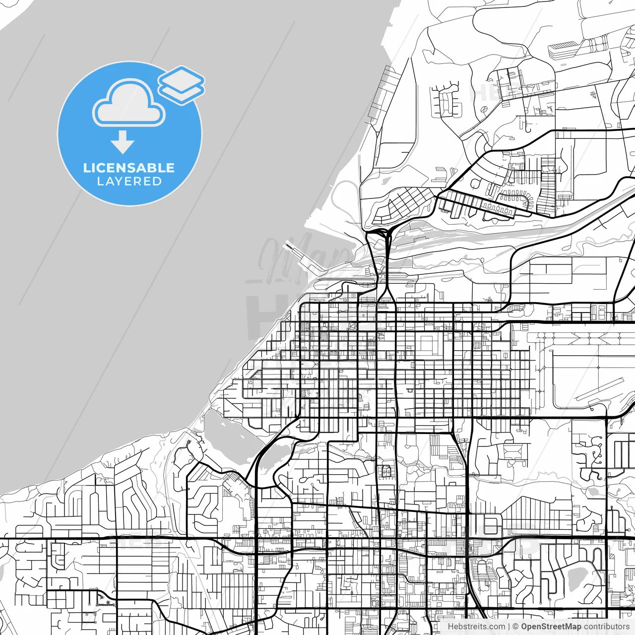 Layered PDF map of Anchorage, Alaska, United States