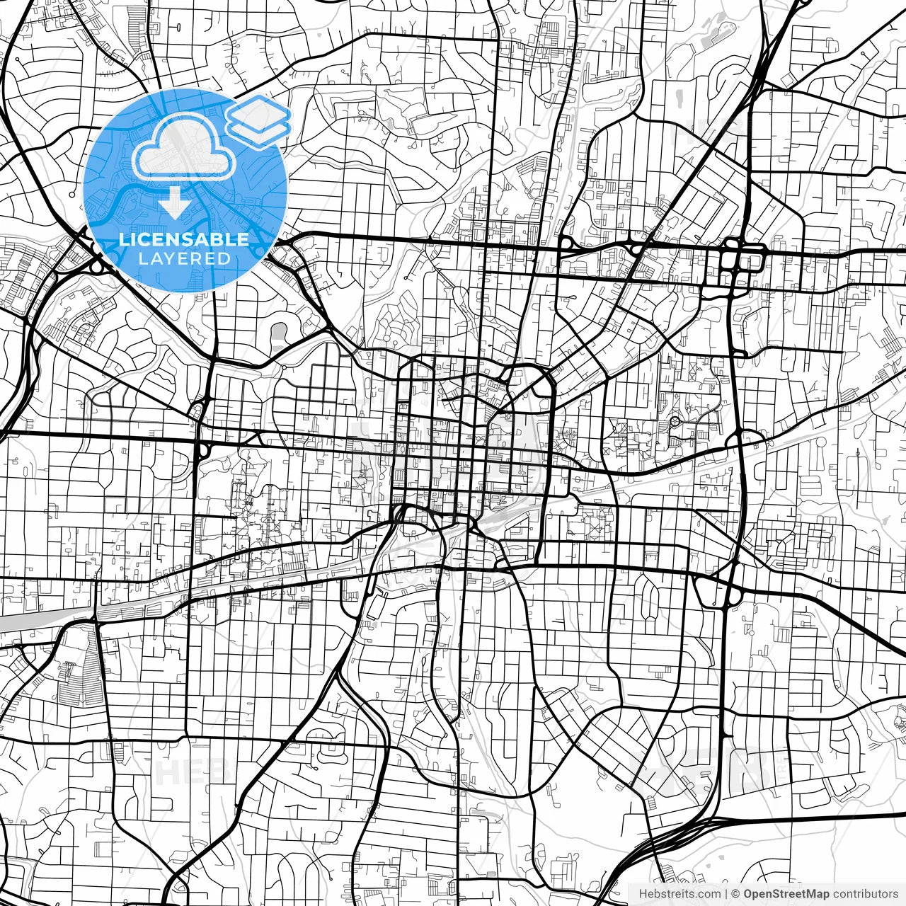 Layered PDF map of Greensboro, North Carolina, United States