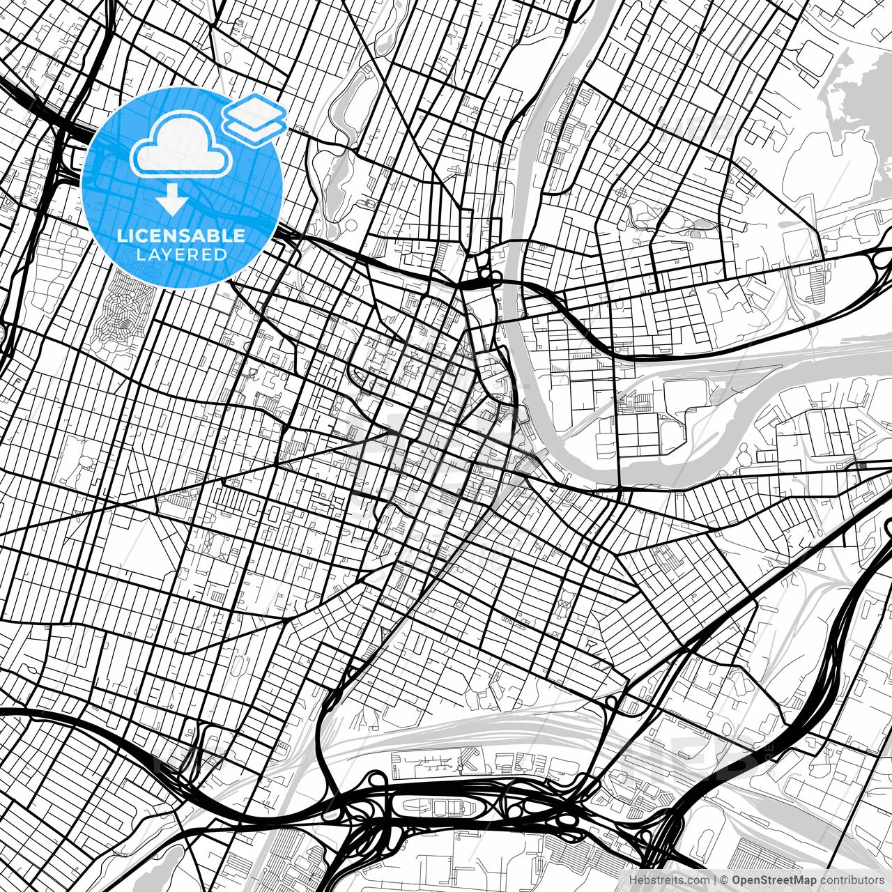 Layered PDF map of Newark, New Jersey, United States