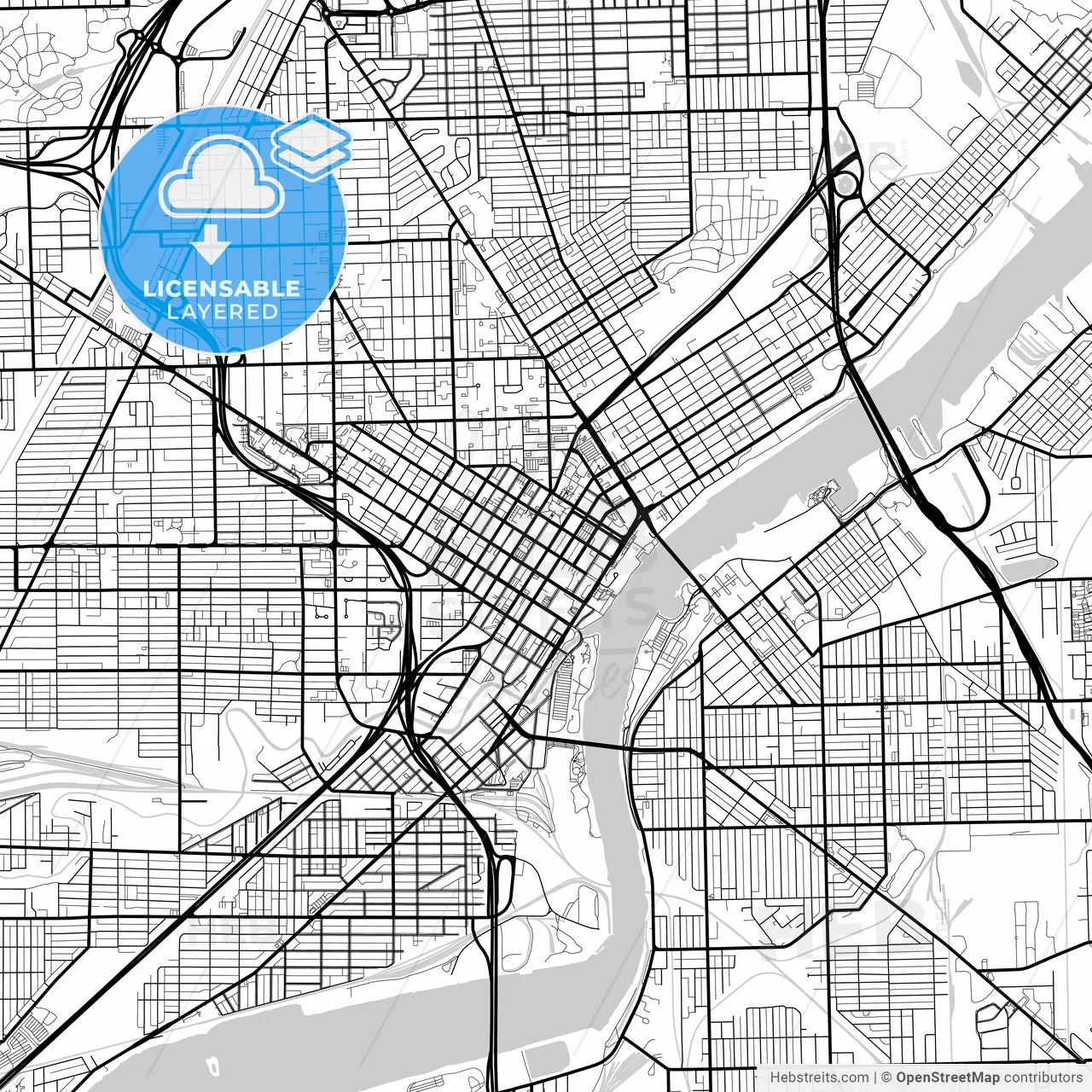 Layered PDF map of Toledo, Ohio, United States