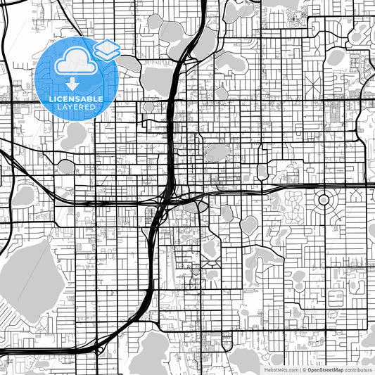 Layered PDF map of Orlando, Florida, United States
