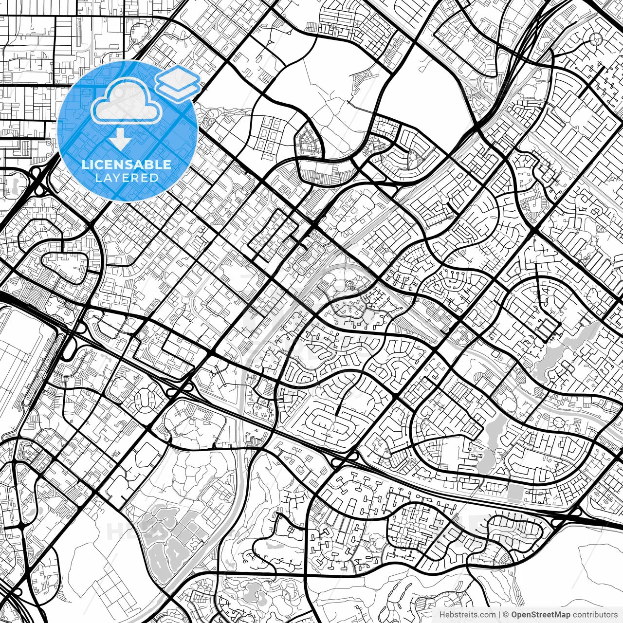 Layered PDF map of Irvine, California, United States