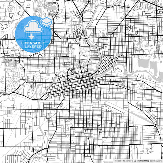Layered PDF map of Fort Wayne, Indiana, United States