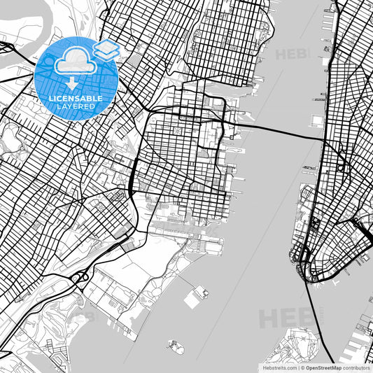 Layered PDF map of Jersey City, New Jersey, United States