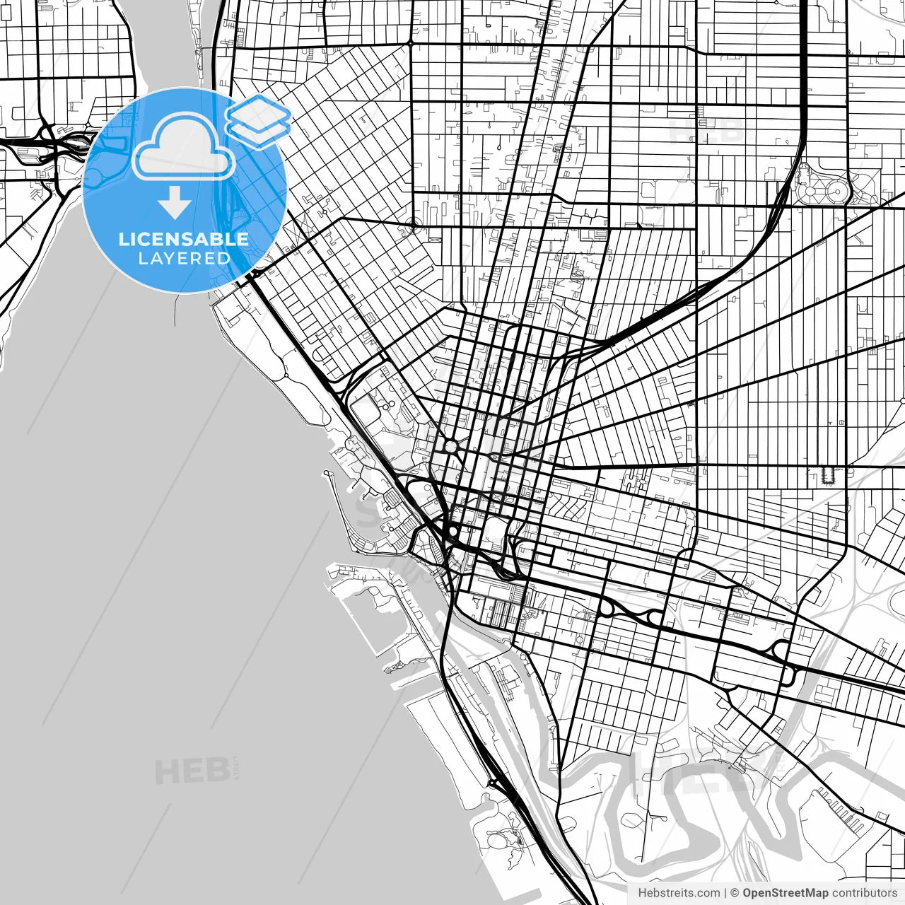 Layered PDF map of Buffalo, New York, United States