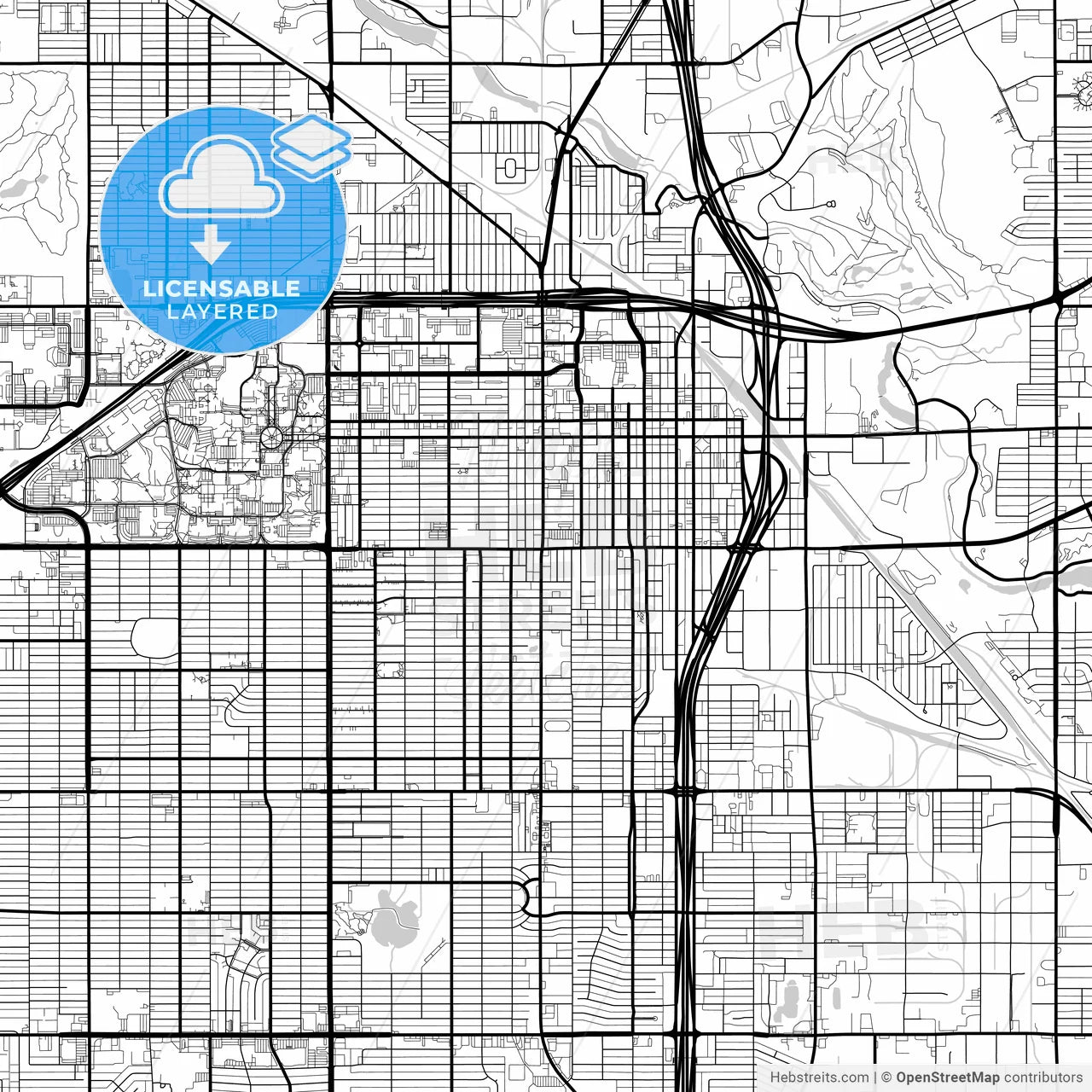 Layered PDF map of Lubbock, Texas, United States