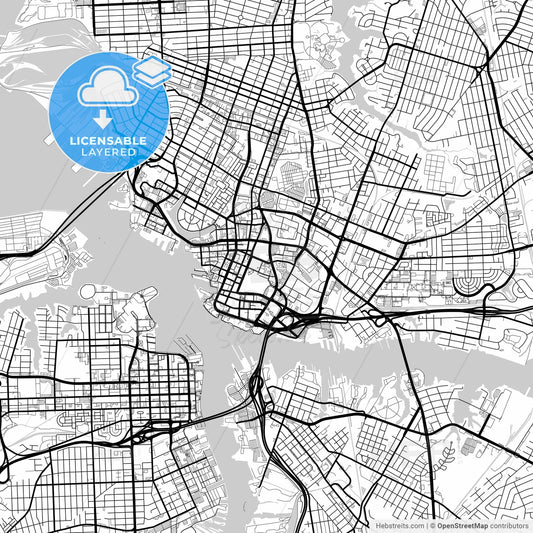 Layered PDF map of Norfolk, Virginia, United States