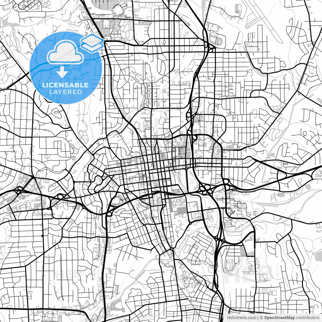 Layered PDF map of Winston–Salem, North Carolina, United States