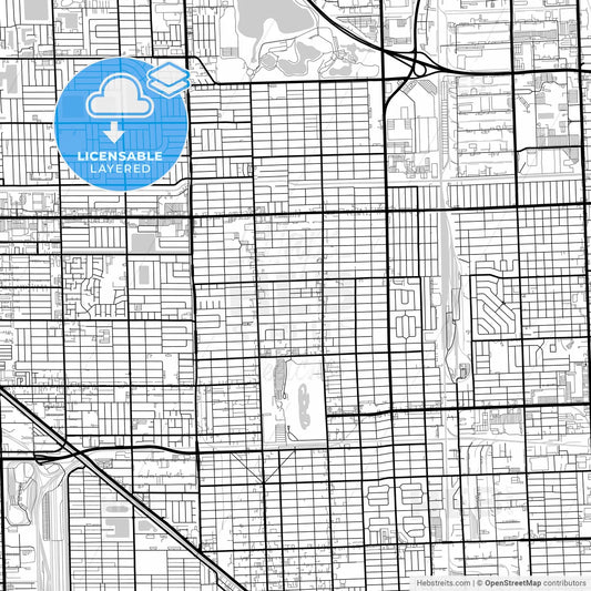 Layered PDF map of Hialeah, Florida, United States