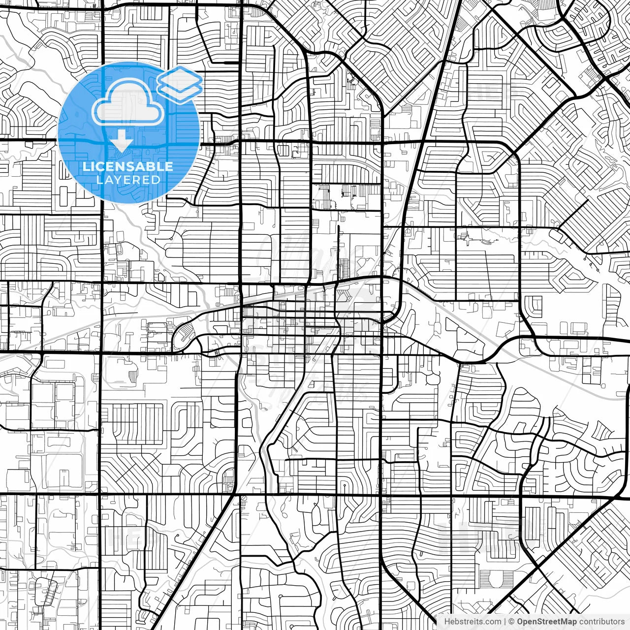 Layered PDF map of Garland, Texas, United States
