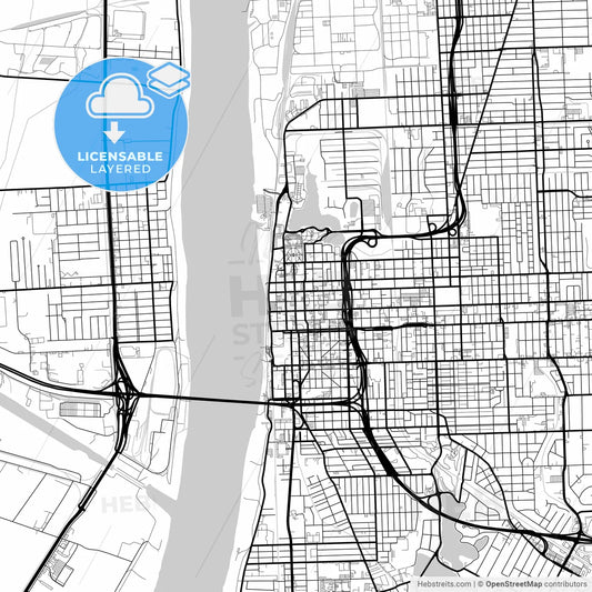 Layered PDF map of Baton Rouge, Louisiana, United States