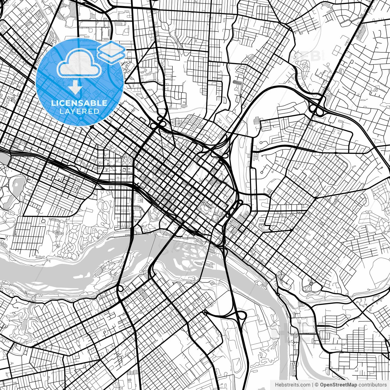 Layered PDF map of Richmond, Virginia, United States