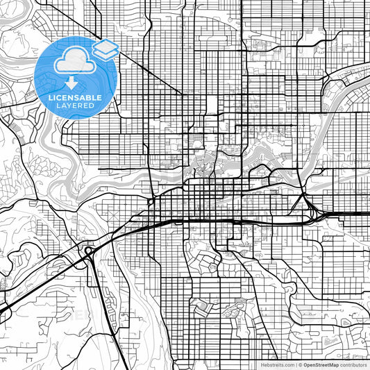 Layered PDF map of Spokane, Washington, United States