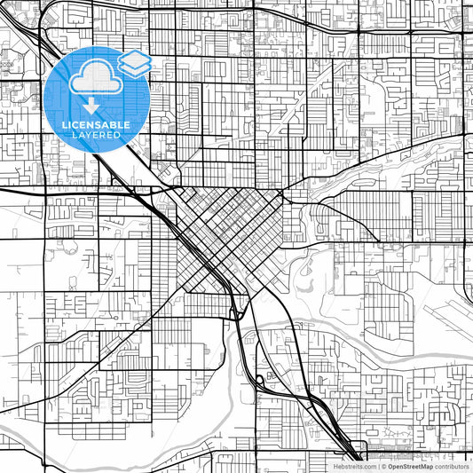 Layered PDF map of Modesto, California, United States