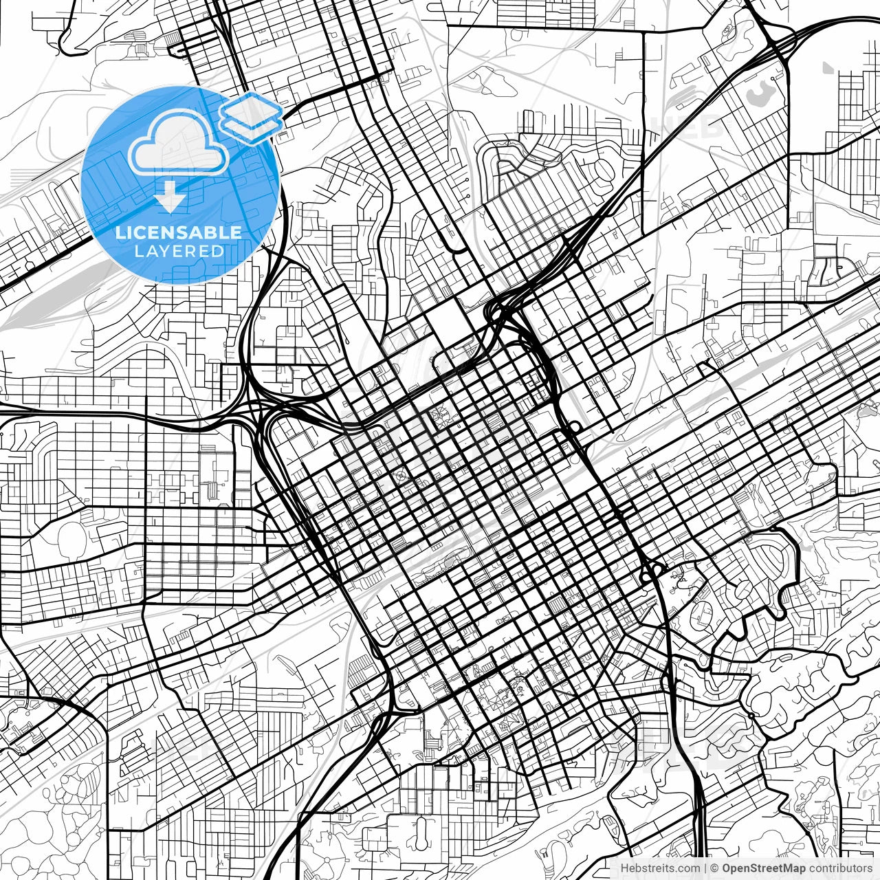 Layered PDF map of Birmingham, Alabama, United States