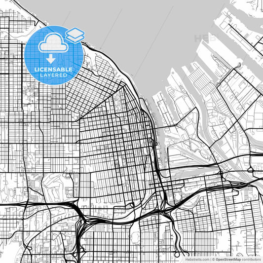 Layered PDF map of Tacoma, Washington, United States