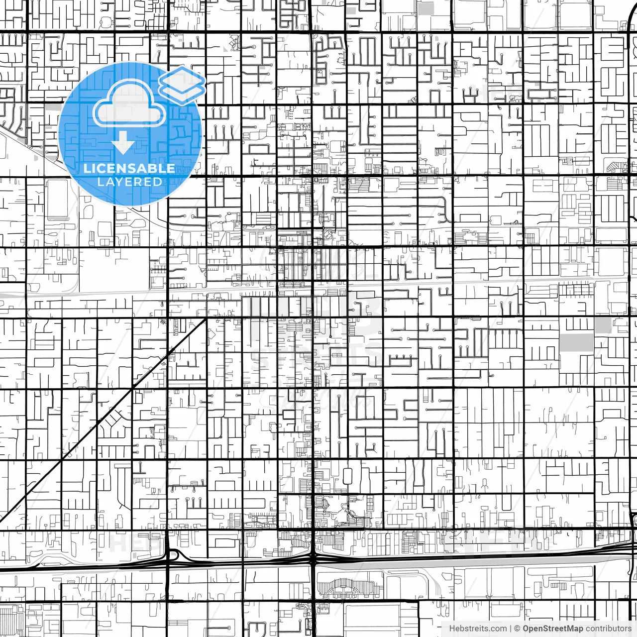 Layered PDF map of Fontana, California, United States