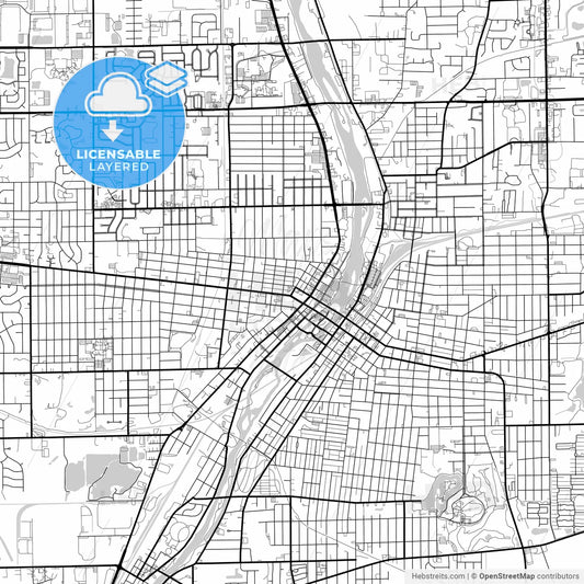 Layered PDF map of Aurora, Illinois, United States