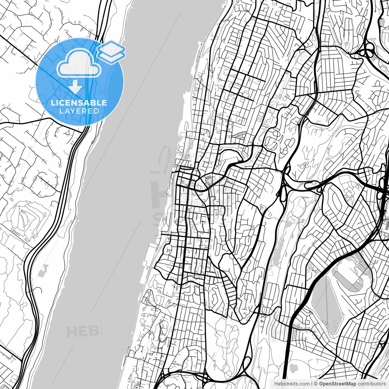 Layered PDF map of Yonkers, New York, United States