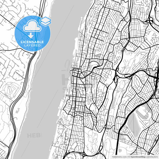 Layered PDF map of Yonkers, New York, United States