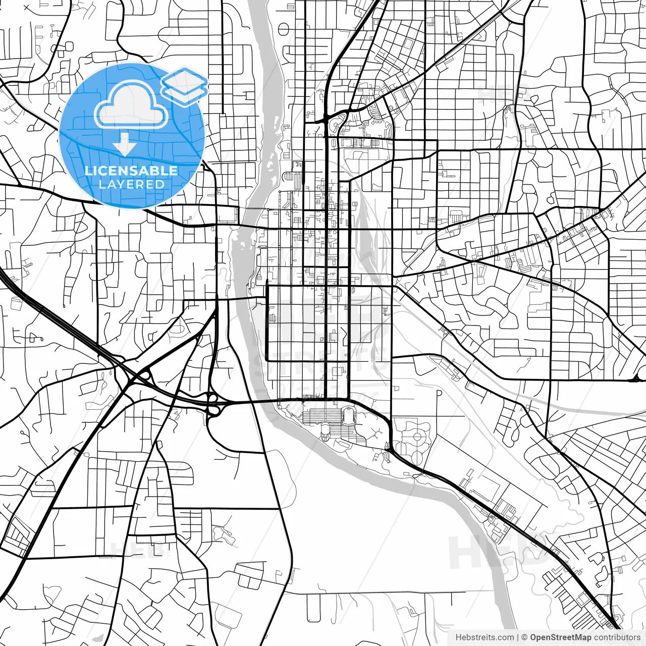 Layered PDF map of Columbus, Georgia, United States