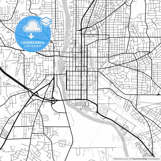 Layered PDF map of Columbus, Georgia, United States