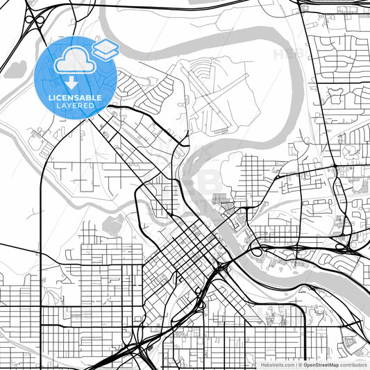 Layered PDF map of Shreveport, Louisiana, United States