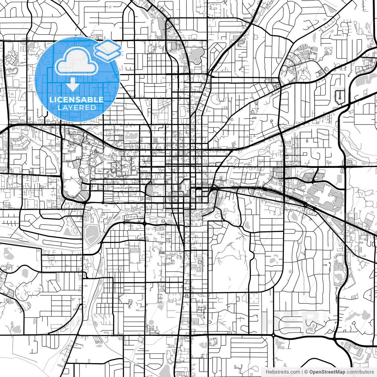 Layered PDF map of Tallahassee, Florida, United States