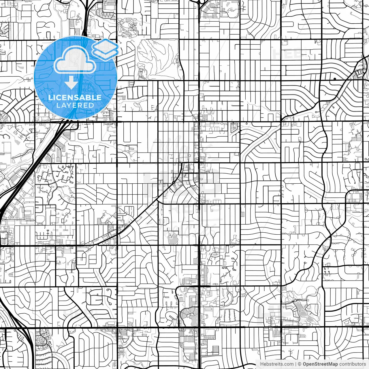Layered PDF map of Overland Park, Kansas, United States
