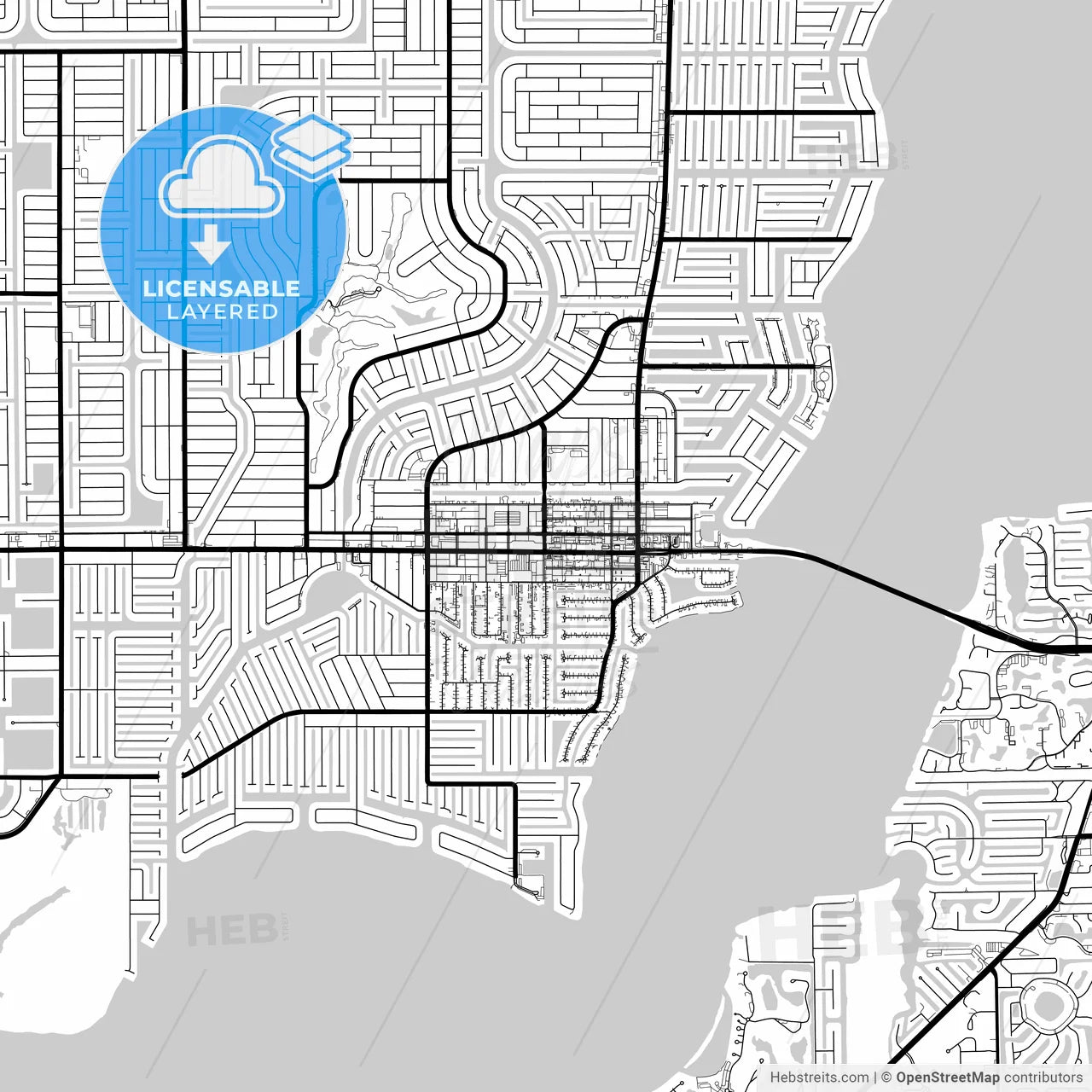 Layered PDF map of Cape Coral, Florida, United States