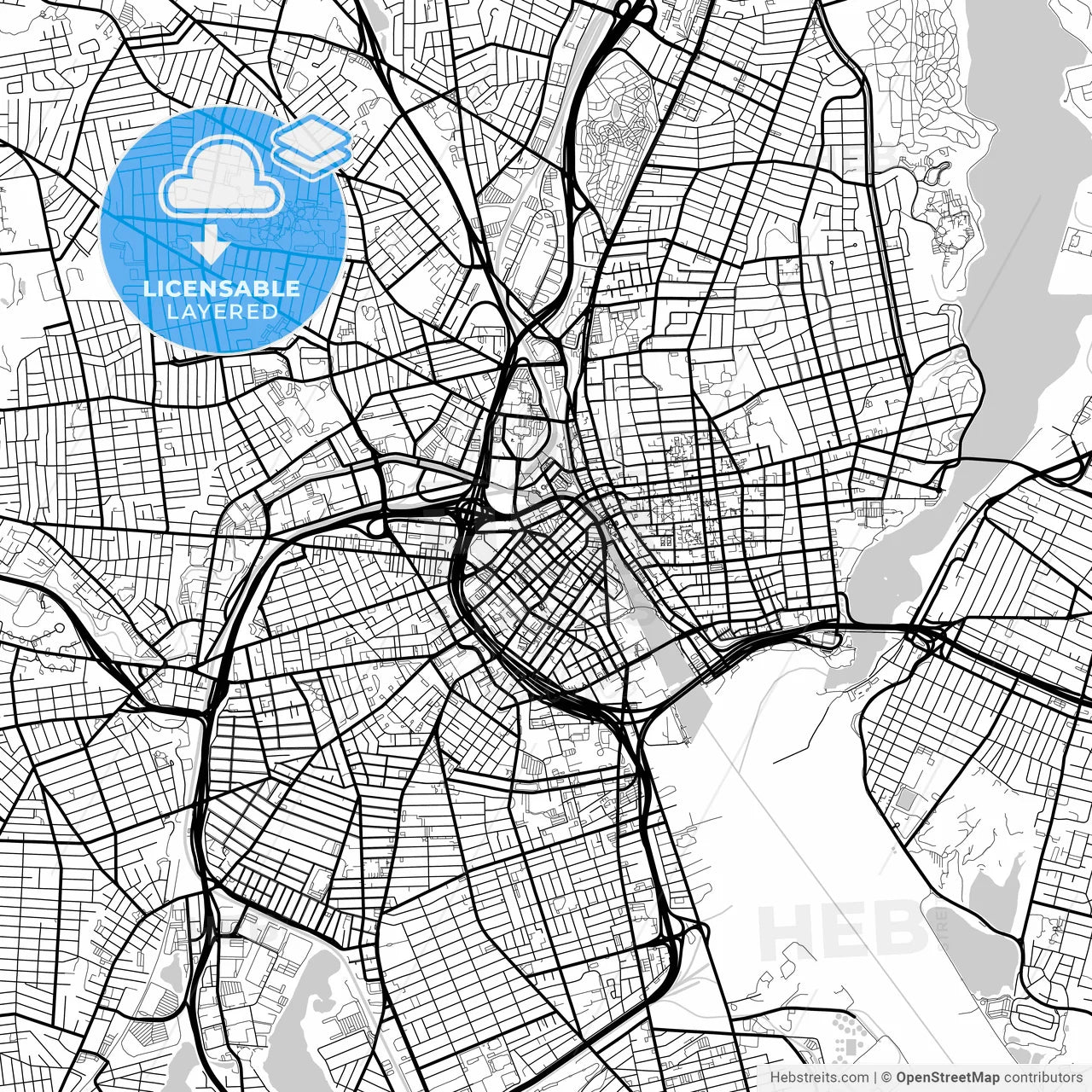 Layered PDF map of Providence, Rhode Island, United States