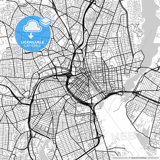 Layered PDF map of Providence, Rhode Island, United States