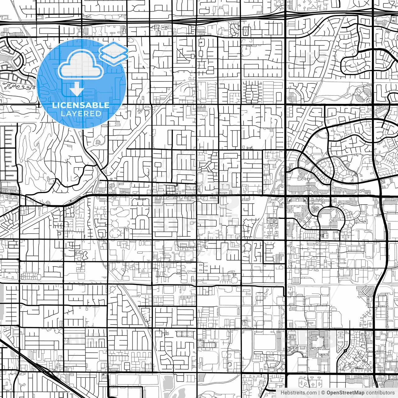 Layered PDF map of Rancho Cucamonga, California, United States