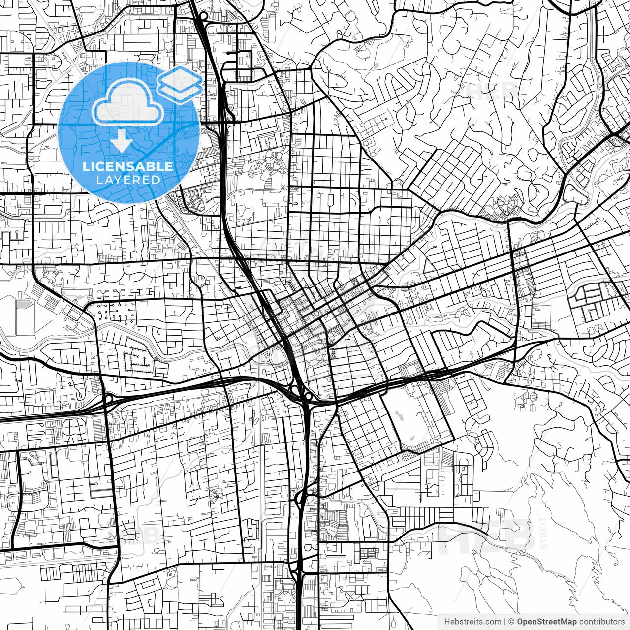 Layered PDF map of Santa Rosa, California, United States