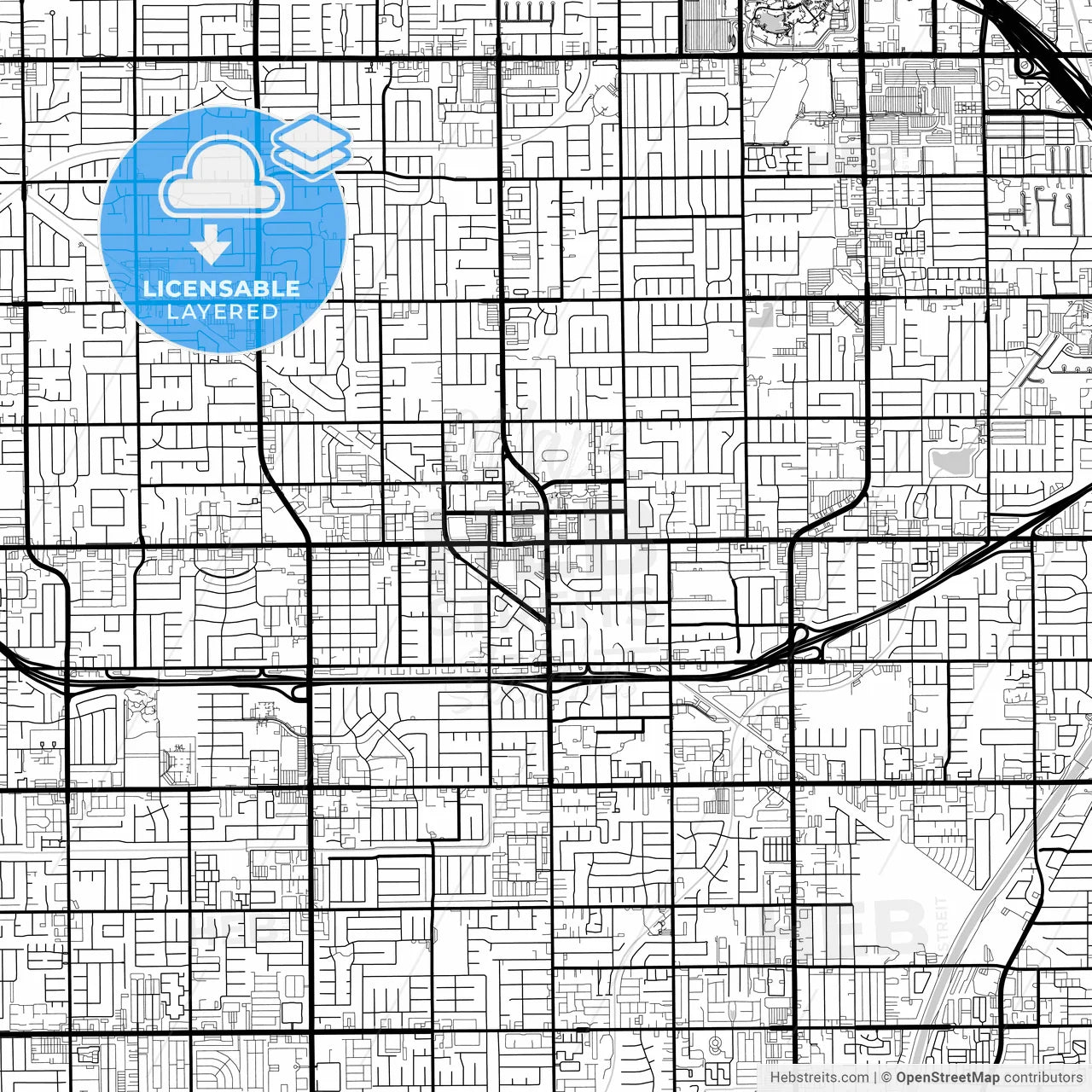Layered PDF map of Garden Grove, California, United States