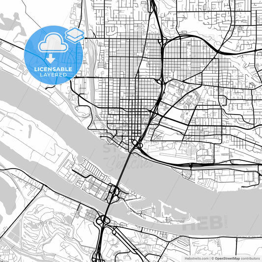 Layered PDF map of Vancouver, Washington, United States