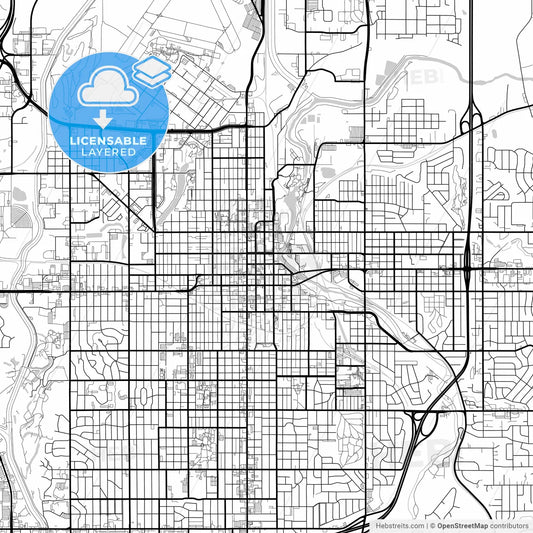 Layered PDF map of Sioux Falls, South Dakota, United States
