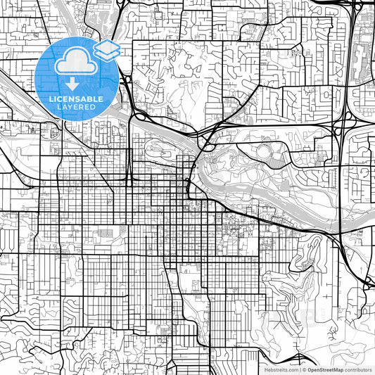 Layered PDF map of Eugene, Oregon, United States