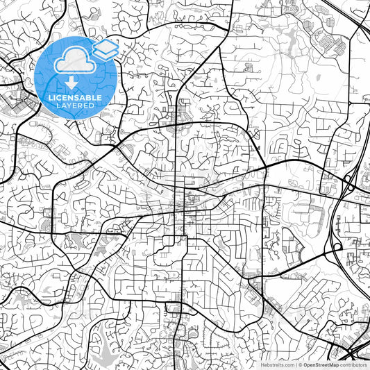 Layered PDF map of Cary, North Carolina, United States