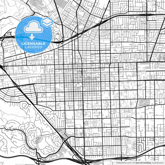Layered PDF map of Pomona, California, United States