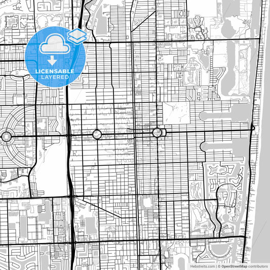 Layered PDF map of Hollywood, Florida, United States