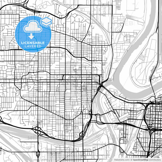 Layered PDF map of Kansas City, Kansas, United States