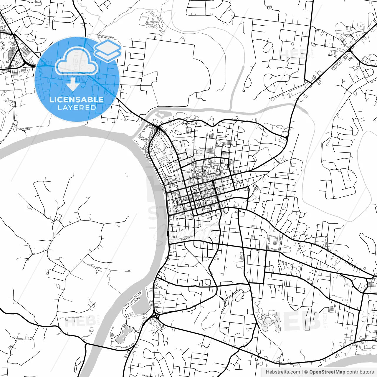 Layered PDF map of Clarksville, Tennessee, United States