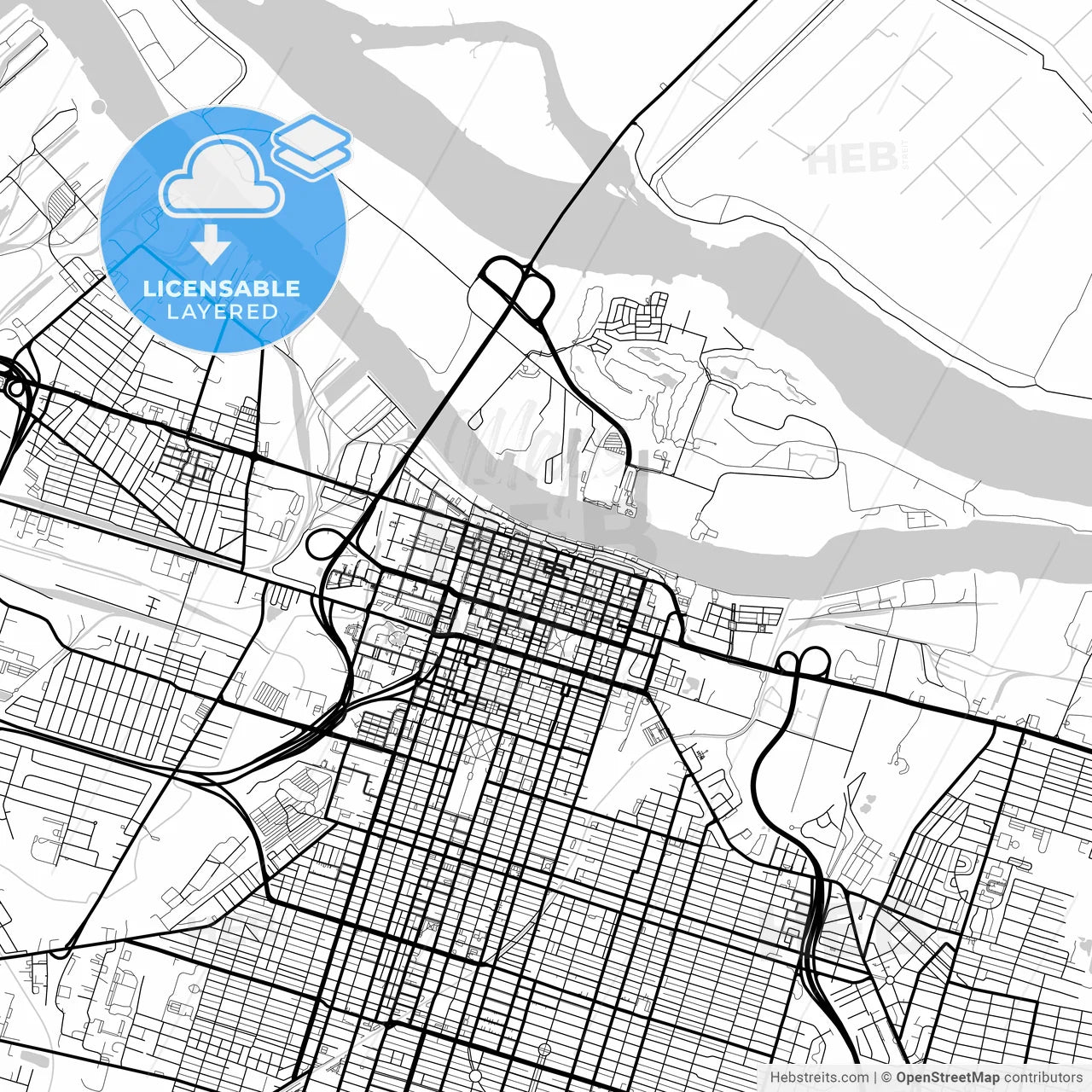 Layered PDF map of Savannah, Georgia, United States
