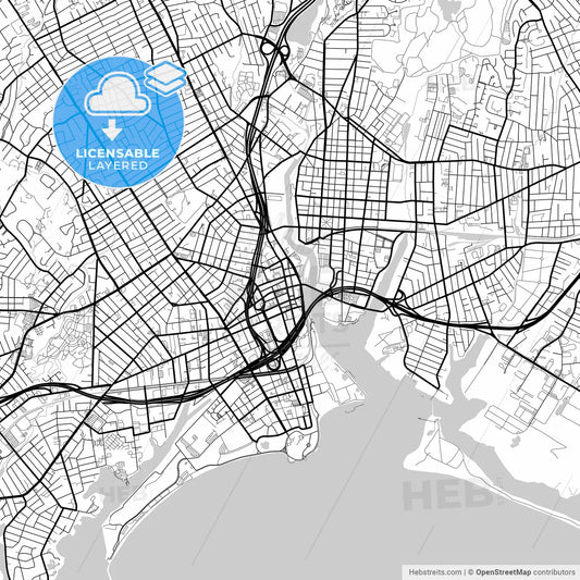 Layered PDF map of Bridgeport, Connecticut, United States